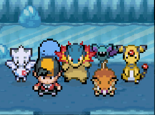 Full team picture in the icy cave, with Zuma in place of Gorb