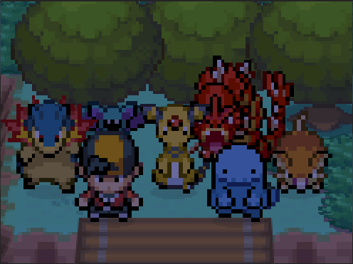 Full team picture on Route 26, with Zuma and Maroon in place of Gorb and Gemini