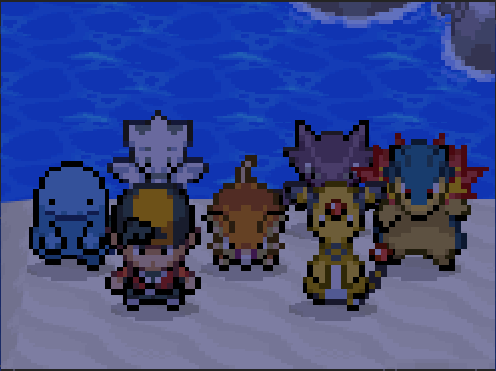 Full team picture on an island south of Pallet Town