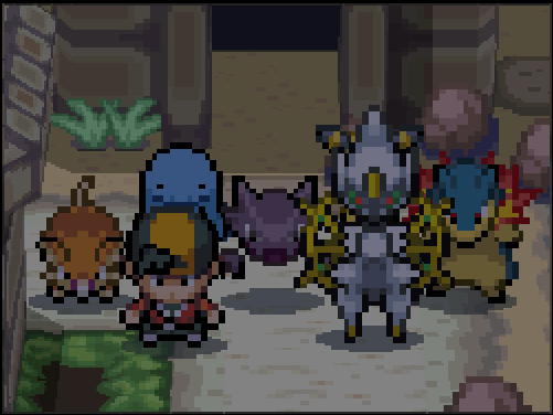 Picture with Arceus and team at the Ruins of Alph